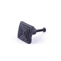 Renovators Supply Black Square Iron Kitchen Cabinet Knob Pull Decorative Maze style Powder Coat Finish Vintage Metal Knobs for Kitchen Cabinet or Drawer Pull Handle w/Screws