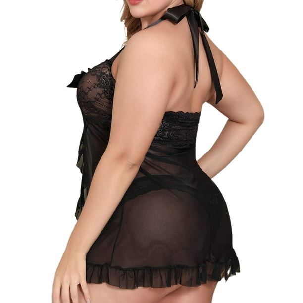 Plus Size Halter Lace Lingerie Set For Women Sexy Black Lace Bra And  Panties, Perfect For Erotic Nights Available In Sizes 3XL 5XL  Sleepwear1222z From Eqzhi, $26.88