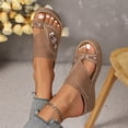 thumbnail image 3 of Rokment Womens Boho Embroidered Orthopedic Wedges Dress Flip Flops with Arch Support 2026 Beach Summer Comfortable Leather Platform Thong Walking Slides Brown Size 9.5, 3 of 7