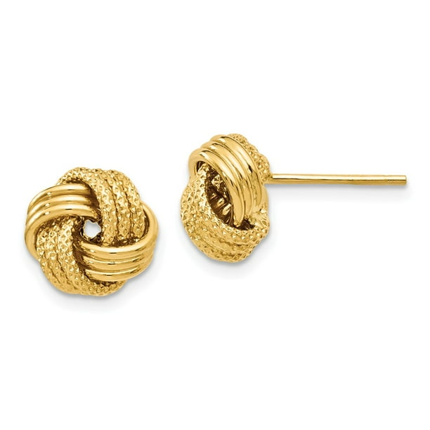 AA Jewels - 14k Yellow Gold Textured Love Knot Studs Earrings - 9mm x ...
