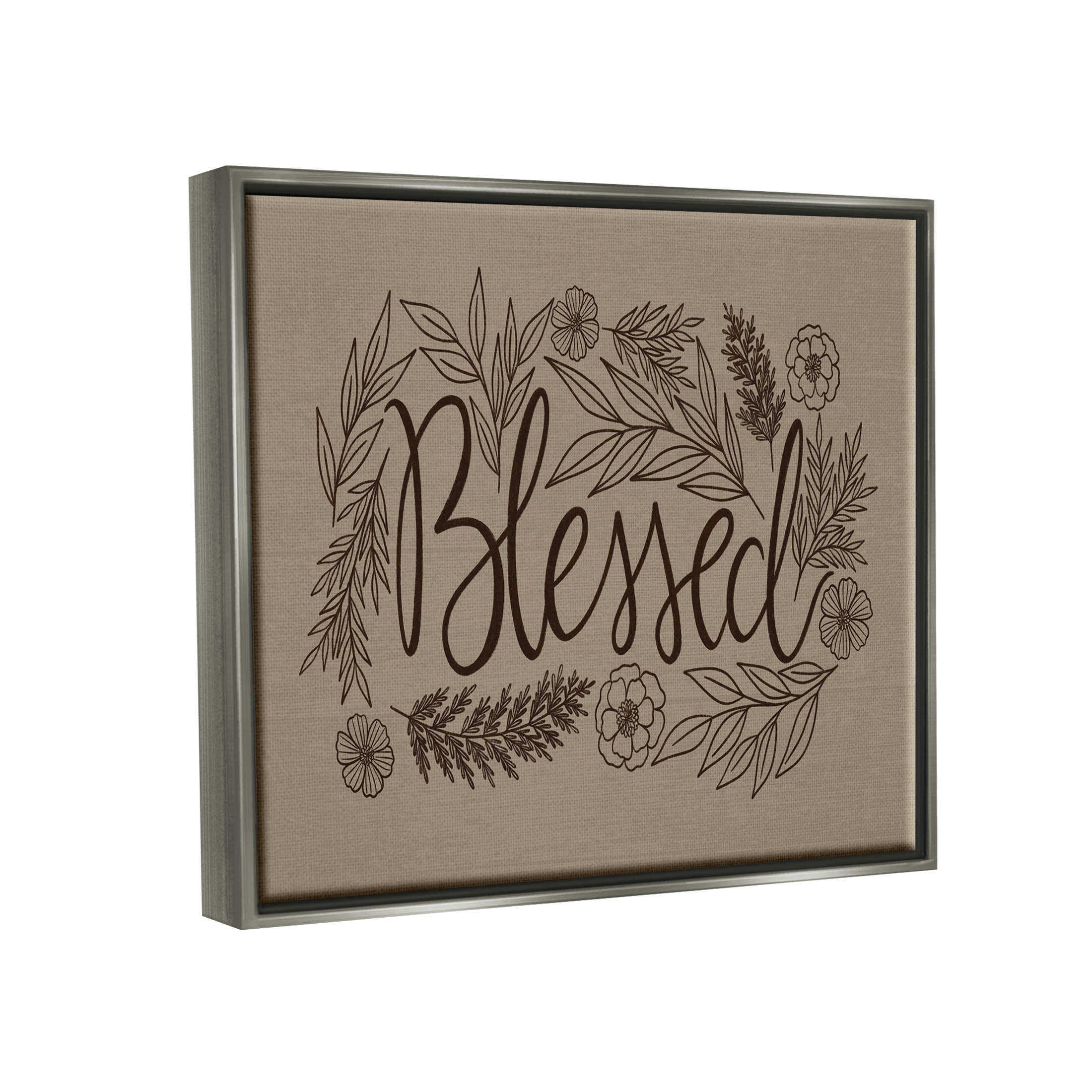 Blessed Flower Botanical Border Botanical & Floral Graphic Art Luster Gray Framed Art Print Wall Art