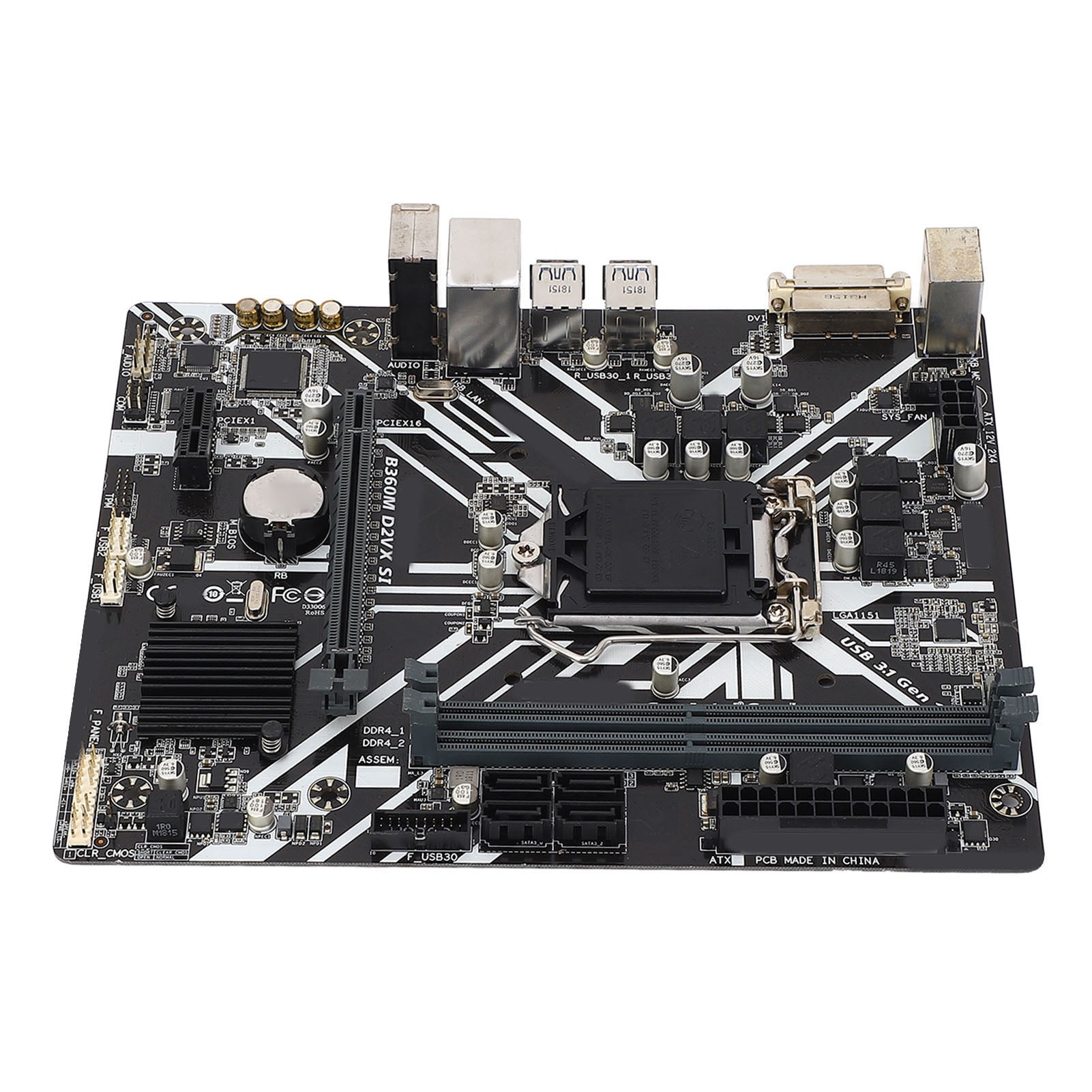 Desktop Computer Motherboard, PCI E 3.0 DVI Output M ATX 2 Channel DDR4 Motherboard for Working