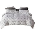 thumbnail image 2 of 3 Pcs Kin Boho Duvet Cover, Black Geometric Pattern Printed on White Bohemian Comforter Cover Bedding Set, 2 of 5