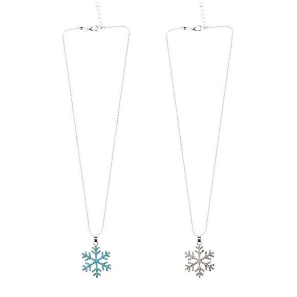 2Pcs Charming Snowflake Necklace Diamond Inlaid Necklace Women Neck Decor