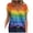 Orange, variant on Trendfront Womens Summer V Neck Short Sleeve Tops Fashionable Casual Rainbow Stripe Tees Graphic Pattern Printed Style Summer T-Shirts