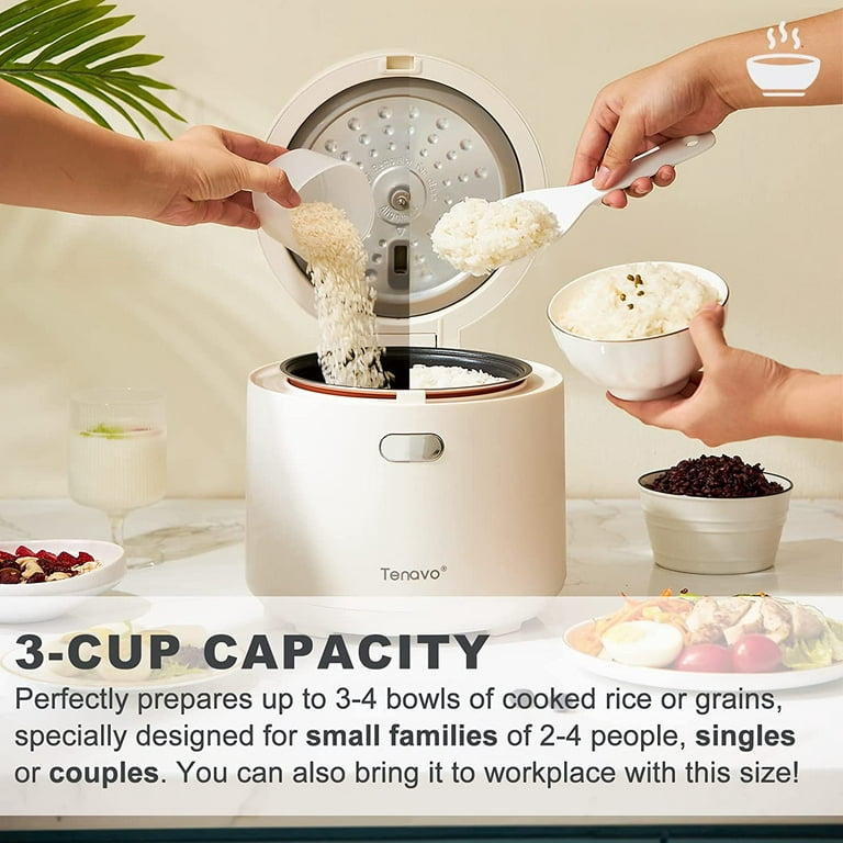 3-cup White Portable Mini Rice Cooker