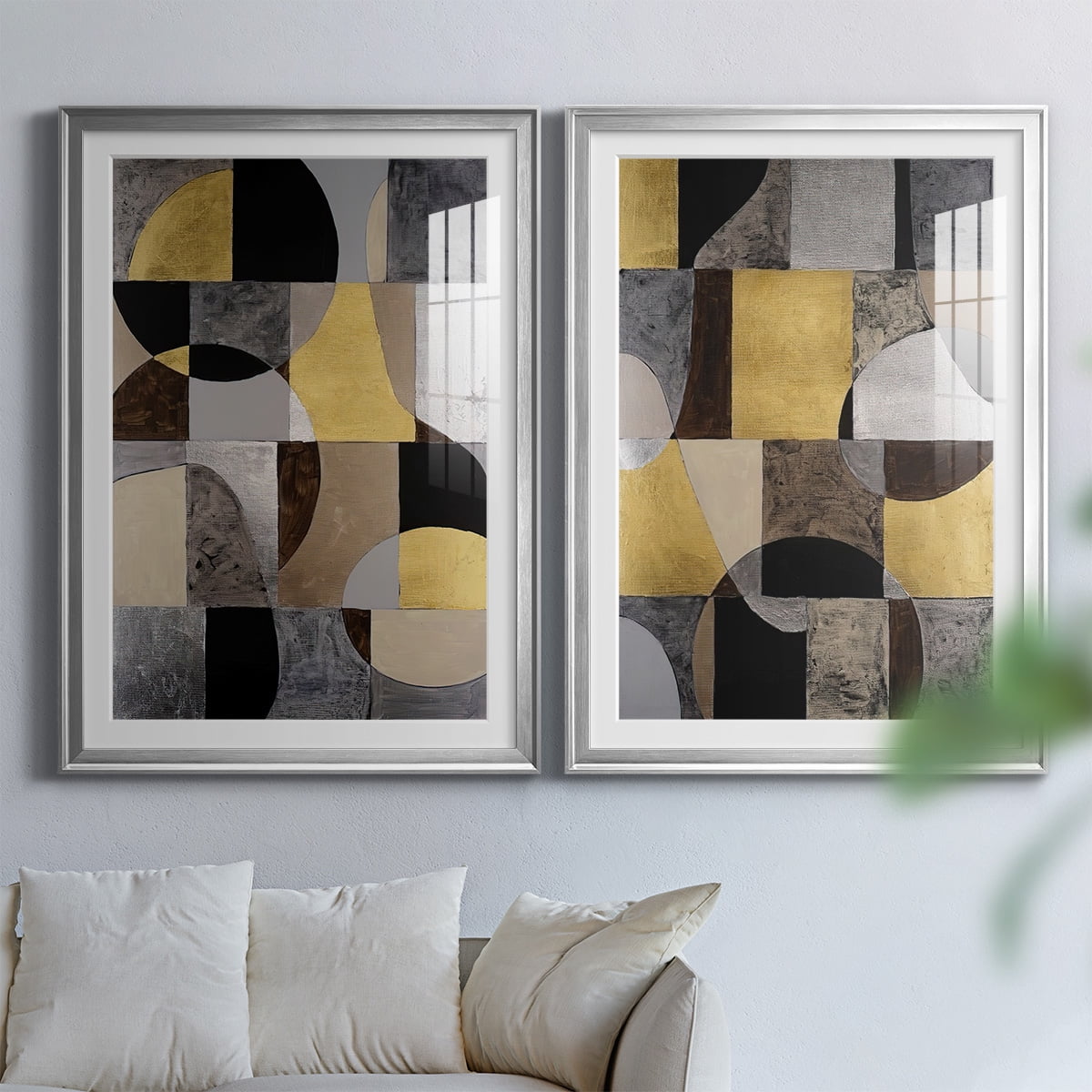 Wexford Home Neutral Framework I Premium Framed Print, 26.5" x 36.5" - Ready to Hang, Silver (Set of 2)