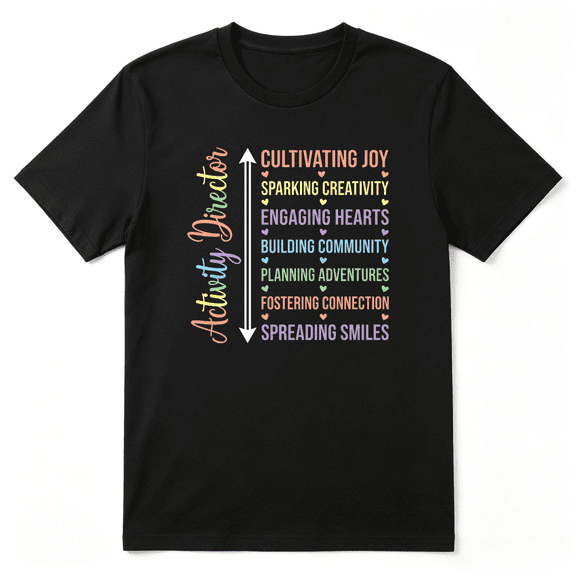 Activity Director Professional Words Vintage Graphic Tee for Women, Teacher Retirement Gift Cotton Short Sleeves T-Shirt