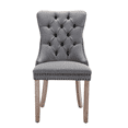 thumbnail image 6 of Tcbosik Upholstered Side Dining Chairs Set of 2, Linen Fabric Accent Chair with Button Tufted Back & Wood Legs for Kitchen, Living Room, Gray & Natural, 6 of 11
