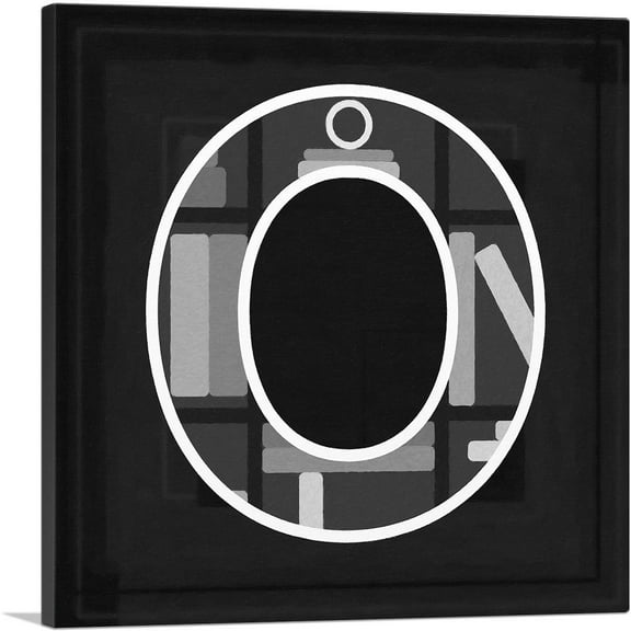 ARTCANVAS Modern Black White Alphabet Letter O Canvas Art Print - Size: 12" x 12" (0.75" Deep)