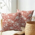 thumbnail image 5 of Vintage Floral Pillow Covers 18x18 Inch Set of 2 Rustic Coral and White Outdoor Decorative Throw Pillows Chinoiserie Flower Toile Pillowcases Cushion Covers for Couch Home Decor, 5 of 6