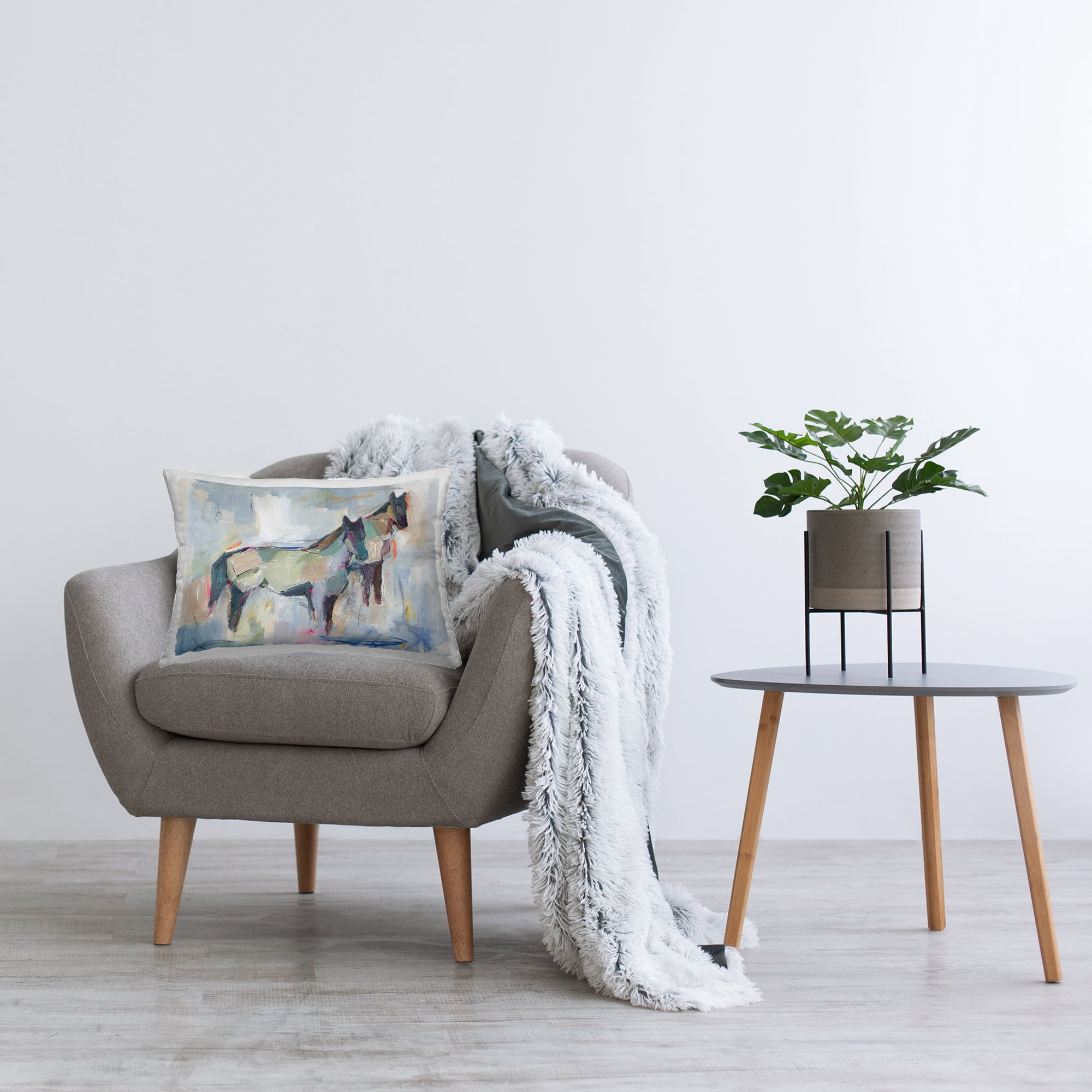 Stupell Industries Brushed Horses on Pastel Decorative Printed Throw Pillow Design by Ethan Harper .
