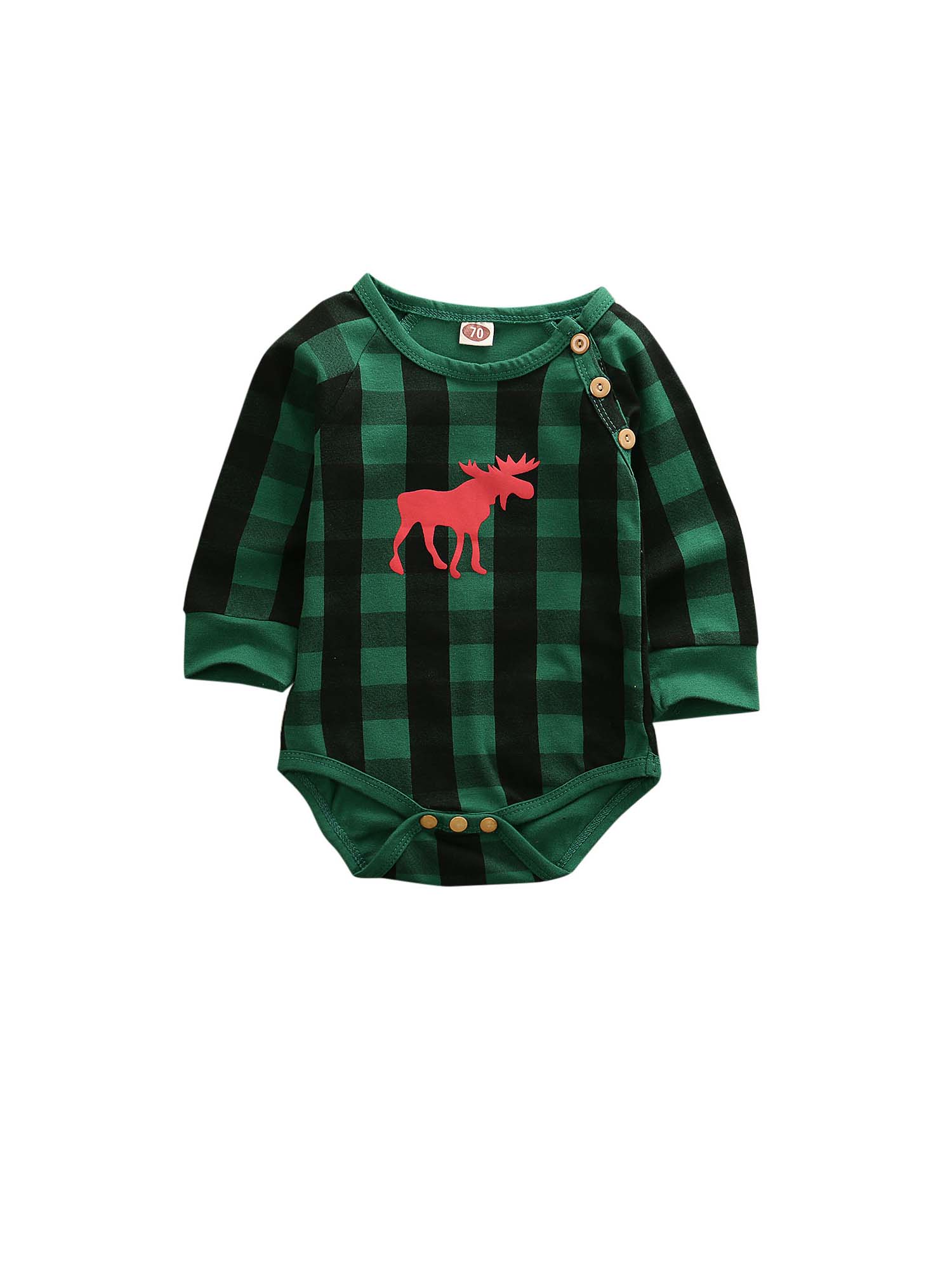 Newborn Baby Boy Girl Christmas Clothes Deer Long Sleeve Bodysuit
