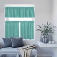 thumbnail image 6 of 3 Piece Kitchen Curtains and Valances Set Vintage Teal Green Cafe Curtains 24 Inch Length Farmhouse Retro Solid Color Linen Texture Valance & Tier Curtain for Living Room Bedroom 54"x18"+27"x24"*2, 6 of 6