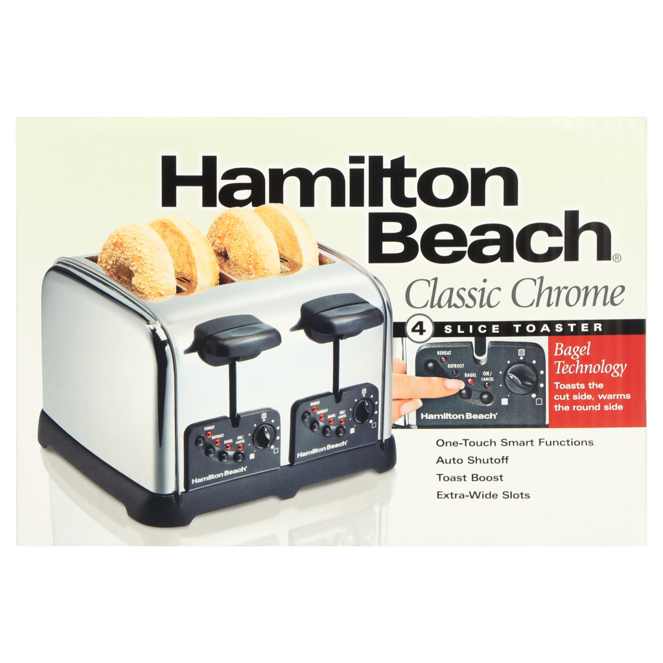 Hamilton Beach 4-Slice Classic Toaster with Sure-Toast Technology in Stainless  Steel and Black