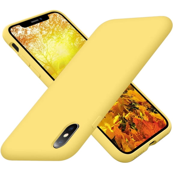 Designed for iPhone X Case, XS Case, Silicone Ultra Slim Shockproof Phone Case with [Soft Anti-Scratch Microfiber Lining], 5.8 inch, Yellow