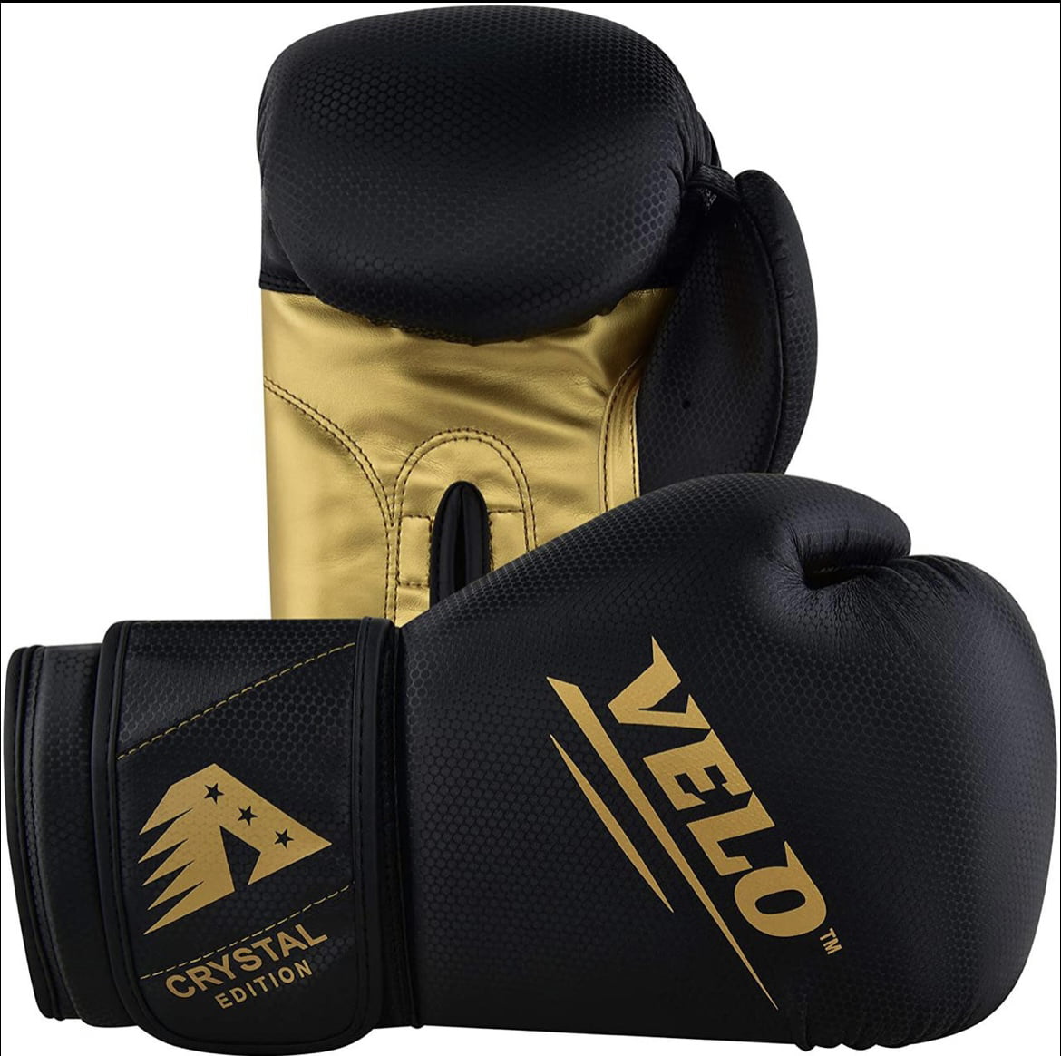 VELO Crystal Leather Boxing Gloves Fight Punch Kickboxing Muay thai Sparring 