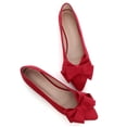thumbnail image 2 of Zapatillas de ballet SAILING LU Bow-Knot para mujer, ante, color rojo, talla 5, 2 of 7