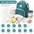 thumbnail image 3 of Caveen 3-in-1 Diaper Bag Backpack Waterproof with Changing Pad, Green, 3 of 11
