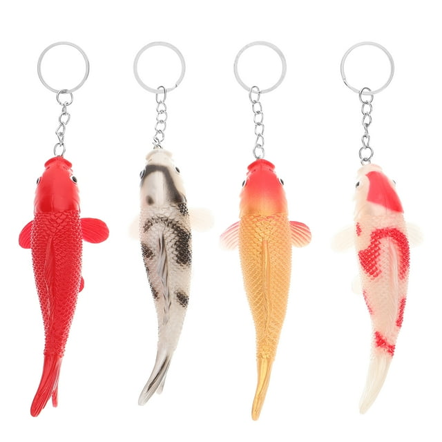 4 Uds. Llavero con forma de pez Koi, adorable colgante con forma de pez de dibujos animados, recuerdos de fiesta para fiestas de cumpleaños, bolsas de regalos, llaveros colgantes coloridos
