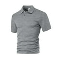 thumbnail image 5 of Hot days, bold styles YLSDY Men's Button Collared Shirts Short Sleeve Cotton Blend Jacquard Button Collared Moisture Wicking Casual Golf Shirts with Collar Gray L, 5 of 6