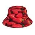 thumbnail image 3 of Daiia Strawberry Red Pattern Bucket Hat - Trendy Cotton Sun Hat for Beach, Golf, Fishing - Fun Outdoor Vacation Boonie for Men and Women, 3 of 9