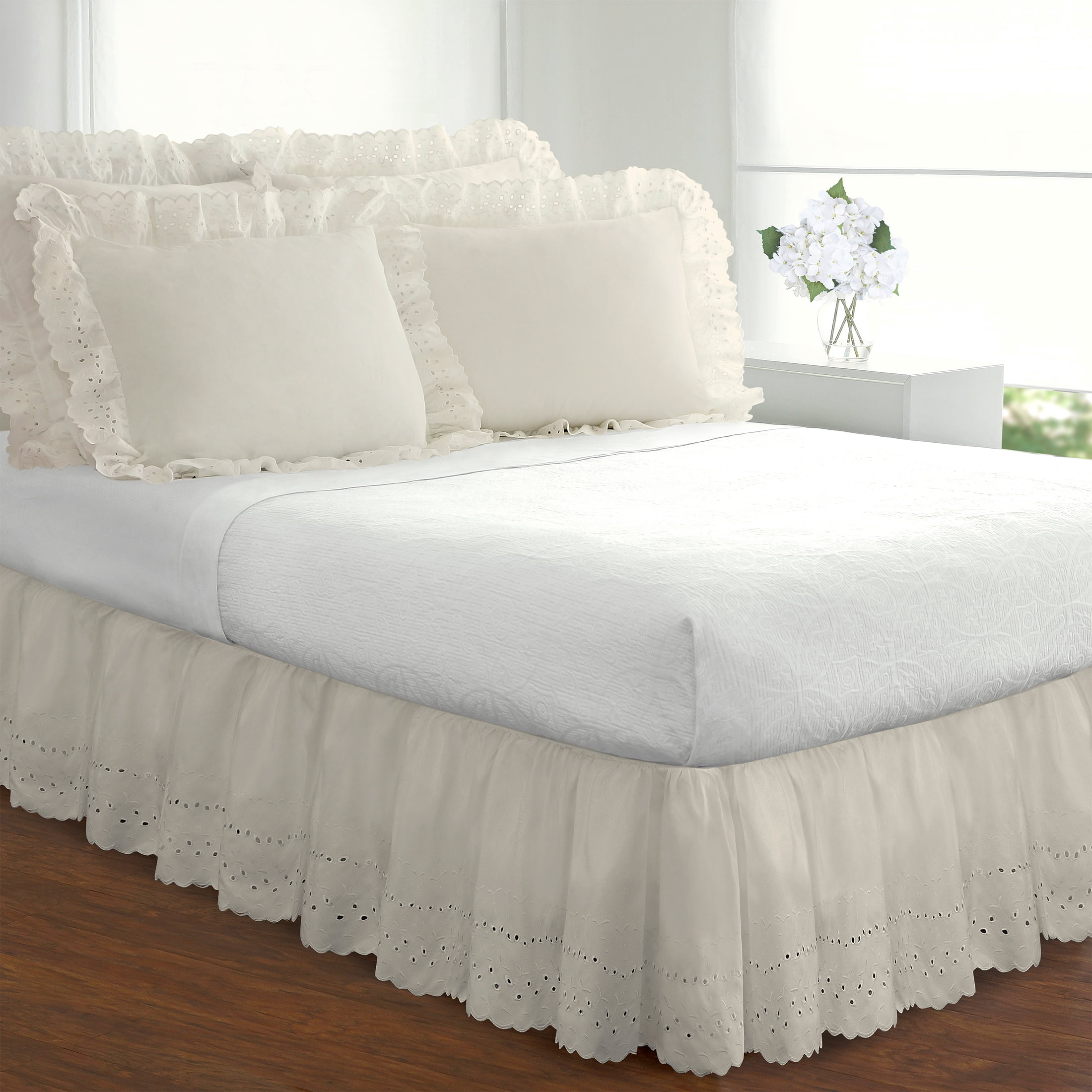 Quilted Bed Sheets Lace Bed Skirt Solid Color Bedspread Home Bedsheets Bed  Cover – WallBuilders