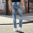 thumbnail image 7 of Mens Washed Jeans Stretch Comfy Straight fit Jeans Casual Streetwear Regular fit Work Denim Pants with Pockets, 7 of 7