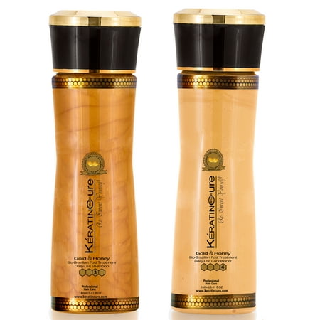 Sulfate Free Keratin Cure Gold & Honey Brazilian Daily Shampoo Conditioner