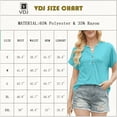 thumbnail image 3 of VDJ Womens Blouses Casual Loose Henley V Neck Tee Comfort Lightweight Solid Tee Shirts Summer Mint Blouse Size L, 3 of 11