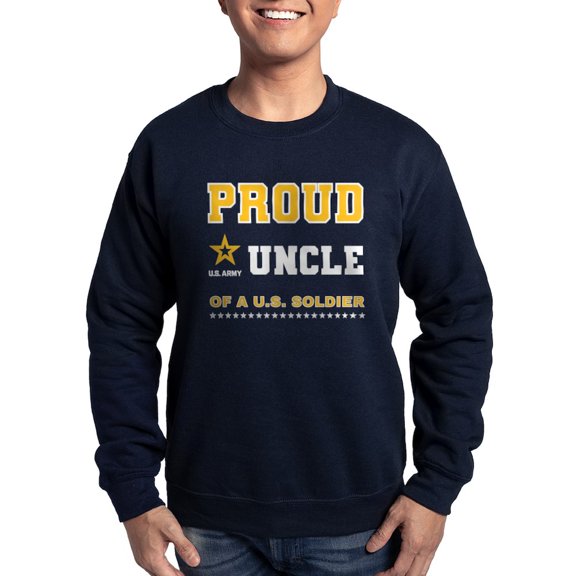 CafePress - Proud Uncle Of A Soldier White And Gold Sweatshirt - Classic Crew Neck Sweatshirt
