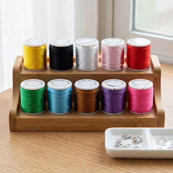 ROMANSENTIAL 10Pcs 2Mm Nylon Knitting Cord Mixed Color Beading Thread for Jewelry Making