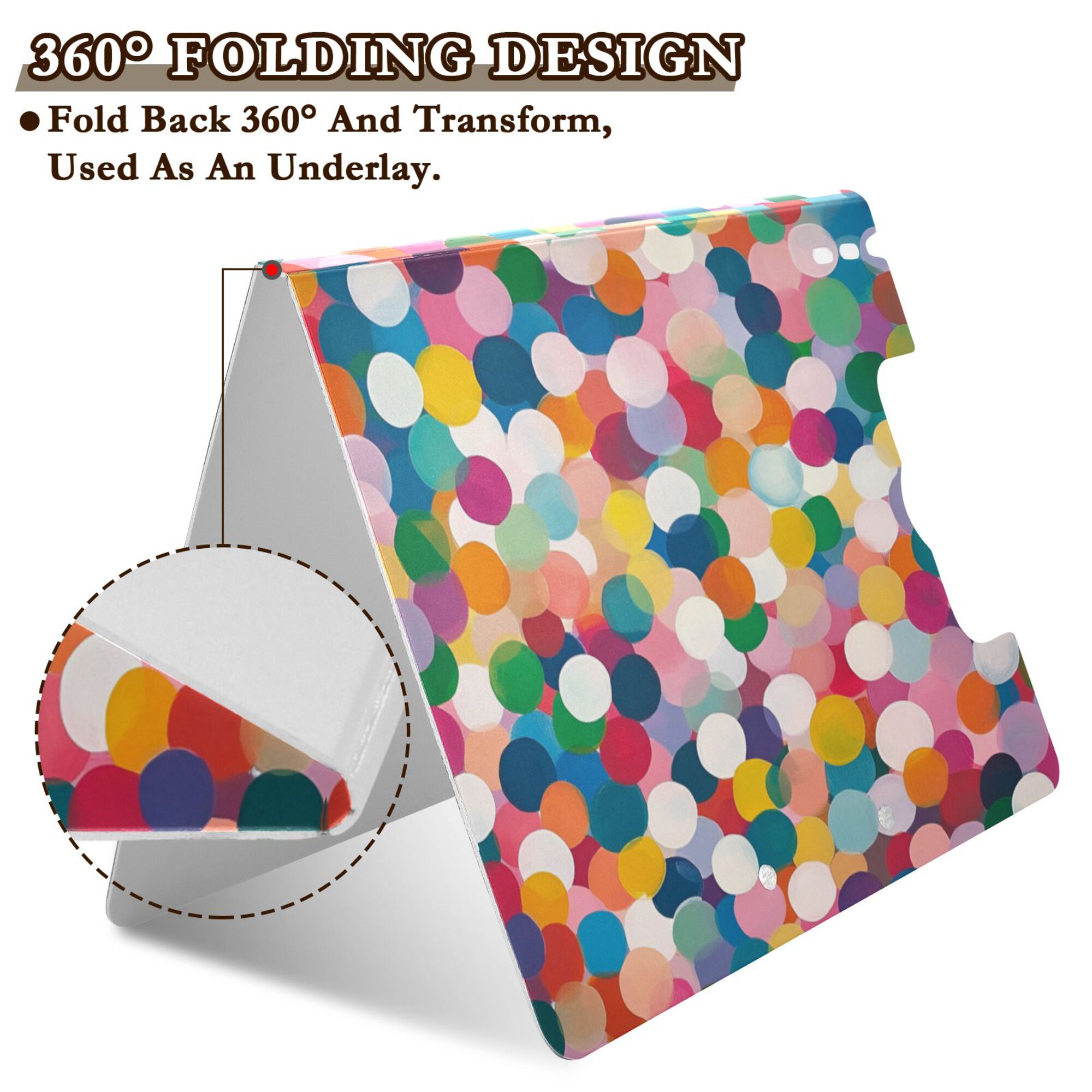 FORMRS A4 Clipboard Folder with Pen Holder Horizontal Foldable School Office Binder, Dark Colorful Circles