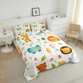 thumbnail image 4 of Erosebridal Cute Elephant Bear Lion Bedding King Comforter Set, Kawaii Jungle Wildlife Down Comforter, Leaves Home Decor, Reversible 3 Pieces, 4 of 8