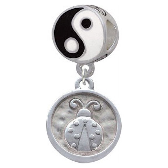 Ladybug - Round Seal - Yin Yang Charm Bead