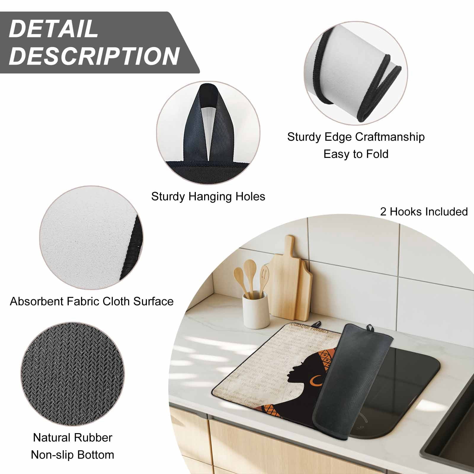 Africa Black Women Stove Top Cover for Electric Stove, Heat-proof & Non Slip Glass Top Stove Cover Protector, African Native Ethnic Vintage Kitchen Flat Cooktop Rubber Mat 24x21 Inches
