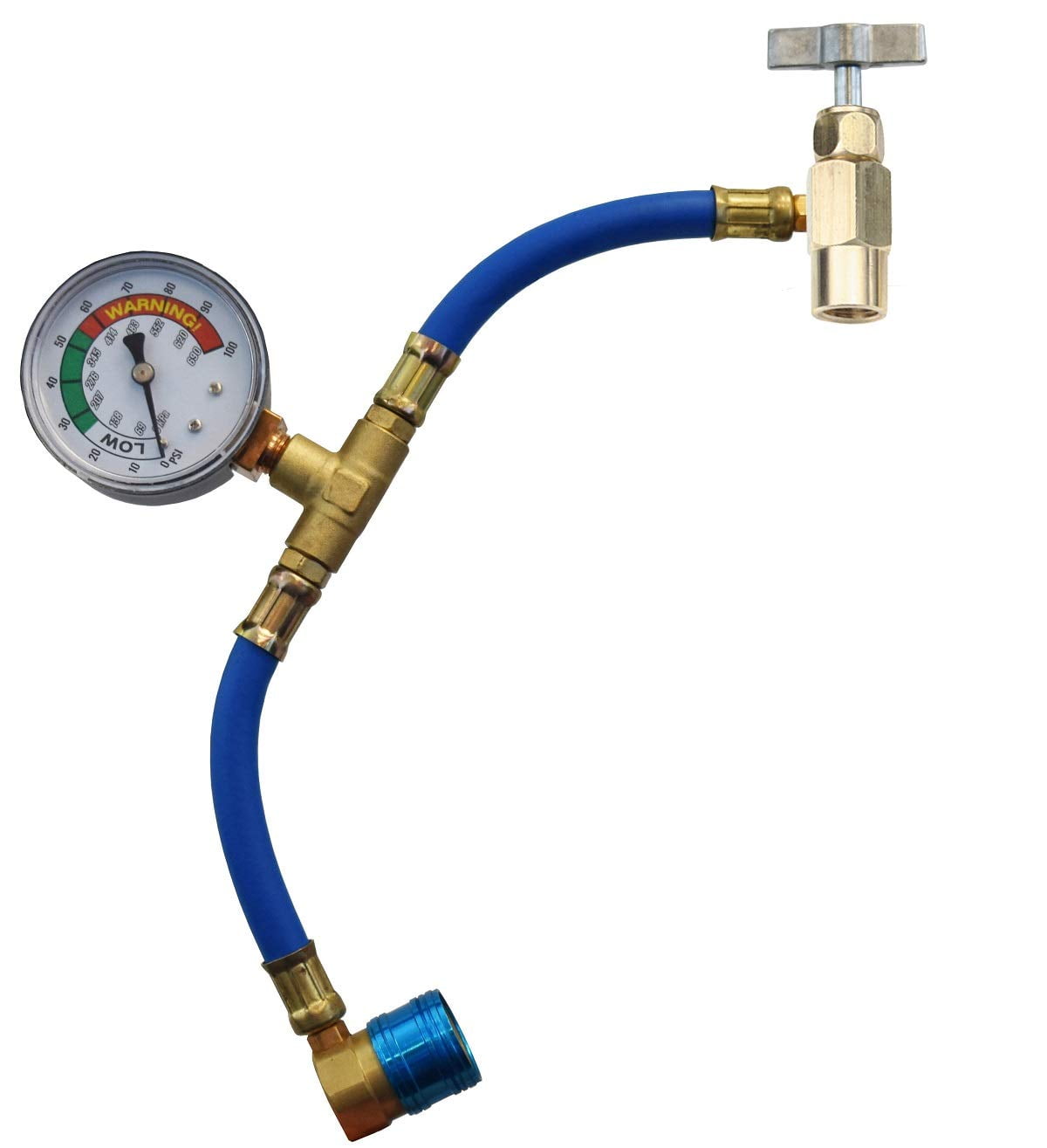 FJC 6037 R134a UCharge Hose and Gauge for Selfsealing Valve Cans, Reusable charging hose for
