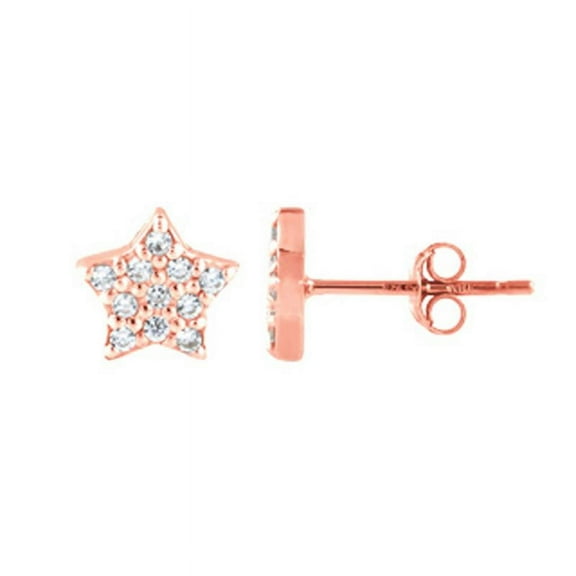 ROSE GOLD PLATED OVER STERLING SILVER CZ STAR STUD EARRINGS