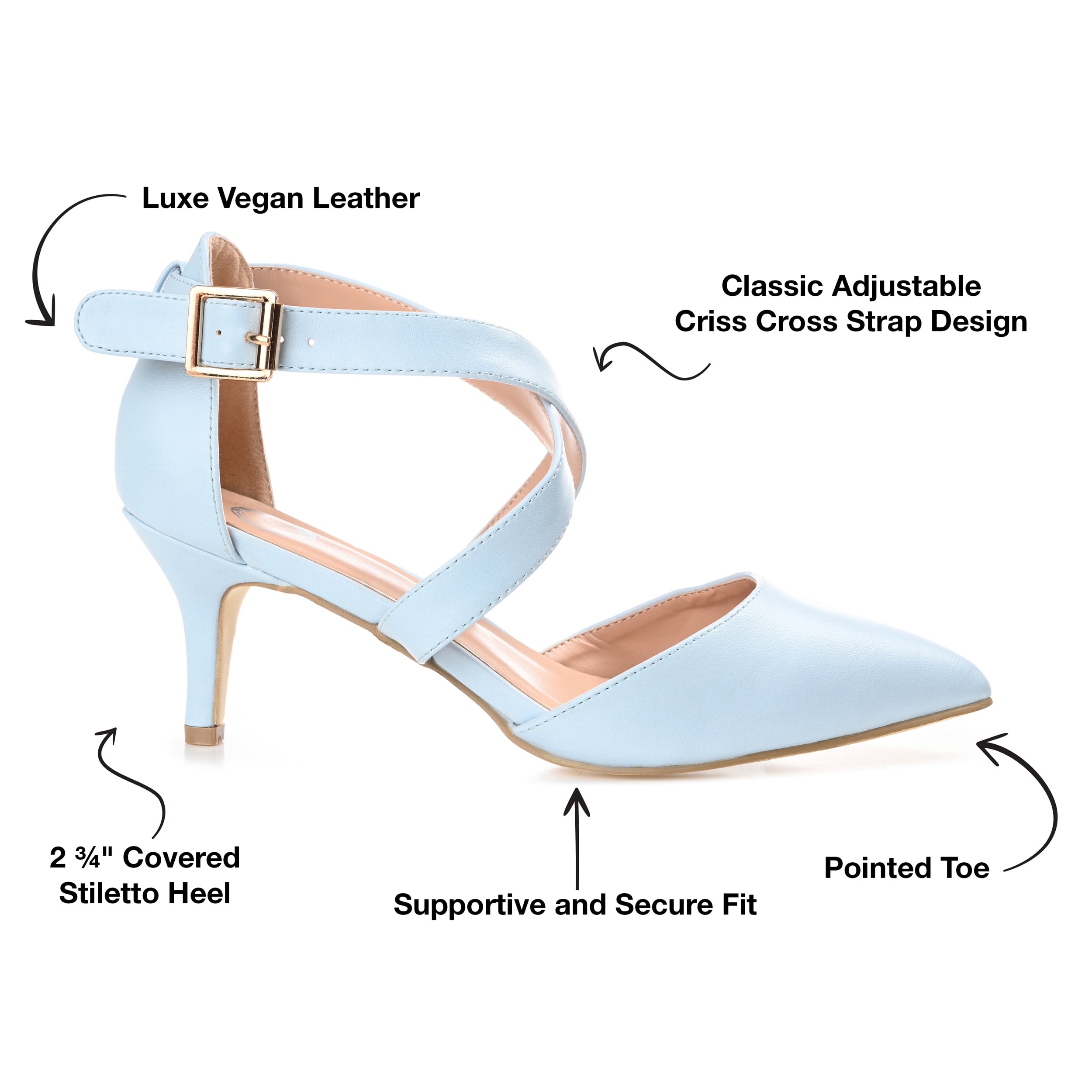 Journee Womens Riva Pointed Toe Mid Heel Pumps, Widths Available
