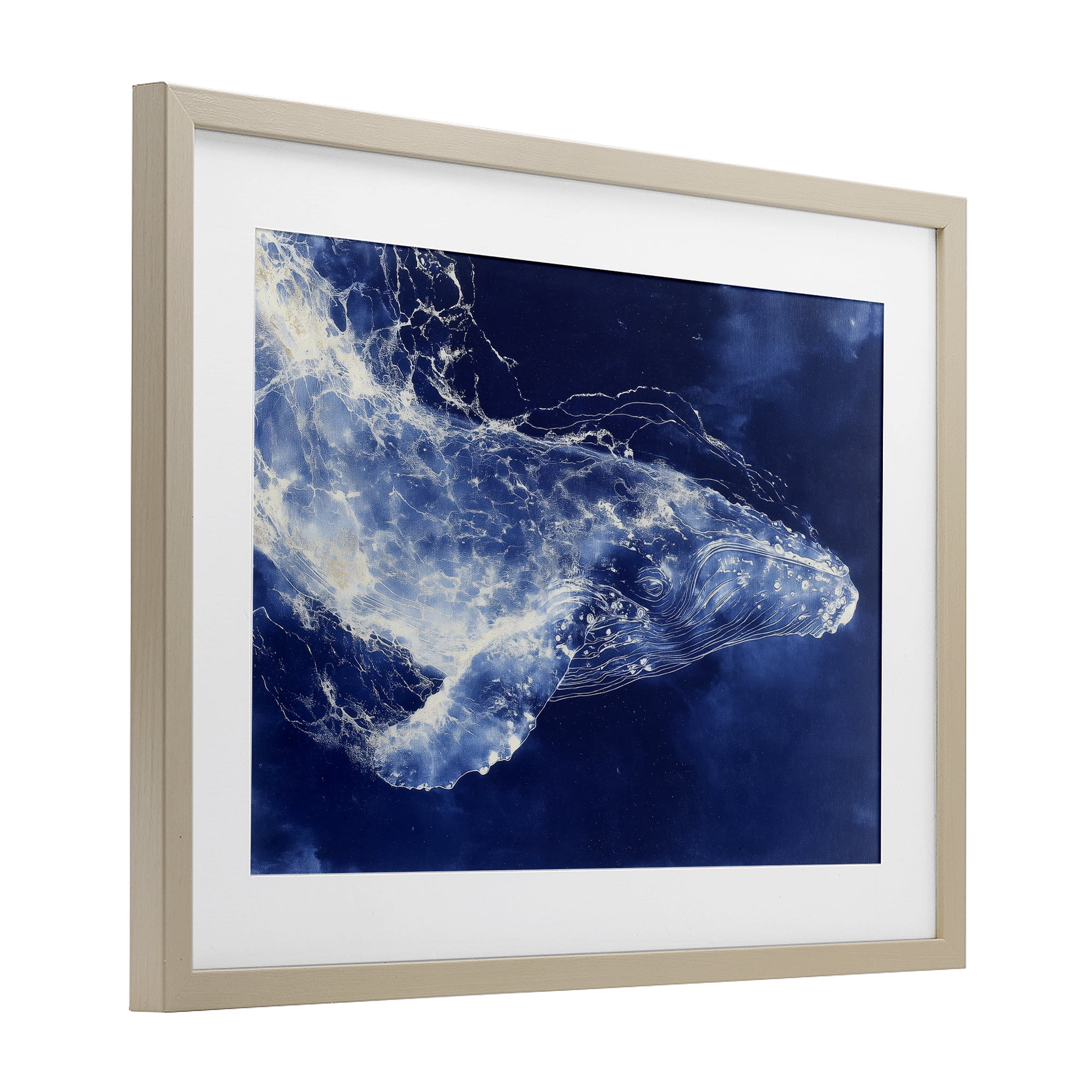 Stupell Industries Whale in Motion Birch Framed Print Under Glass, design by Chromatic Storm Studio