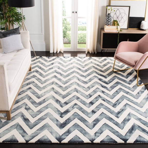 Safavieh Dip Dye Lara Distressed Wool Area Rug, Ivory/Gray, 9' x 12'