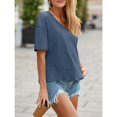 thumbnail image 3 of Summer Women V Neck T Shirt Casual Short Sleeved Basic T Shirt Top, 3 of 6