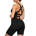 thumbnail image 5 of Taqqpue Women' s Maternity Bodysuit Sleeveless Shorts Jumpsuit Square Neck Tank Top for Pregnancy Workout Romper Pregnancy Yoga Ribbed One Piece Seamless Tank Top Jumpsuit S-XL, 5 of 6