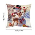 thumbnail image 3 of TanSiDing 1pcs Christmas Linen Pillow Cover Snowman Print Decorative Throw Cushion Case Soft Washable for Sofa Bed Living Room Holiday Home Decor 45x45cm, 3 of 6