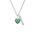 thumbnail image 2 of Delight Jewelry Silvertone Lime Green & Silvertone Hot Blue Heart with Black Ruffles Silvertone Be Strong and Courageous Bar Charm Necklace, 23", 2 of 4