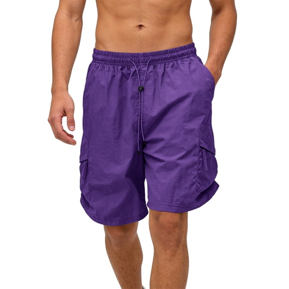 Uwinwear Mens Quick-drying Cargo Shorts Stretch Cotton Drawstring Waist Short Pants With 4 Pockets Relax Fit Summer Casual Shorts for Men,Dark Purple,M
