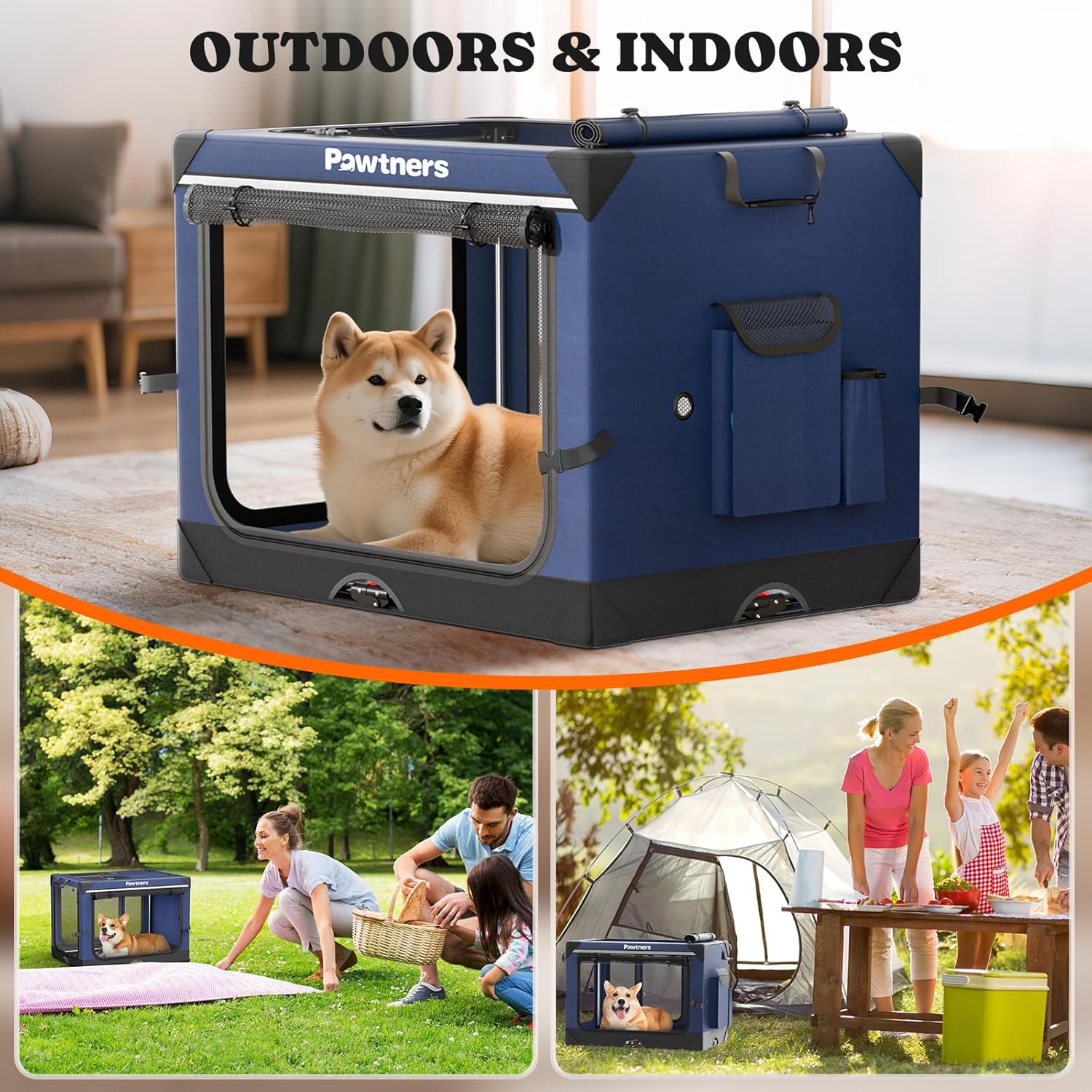 Collapsible Dog Crate 30 Inch Soft Sided Travel Kennel with Mat for Medium Dogs