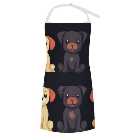 

ZZZHY Dog Illustration Print-16 Apron with Pockets Adjustable Aprons for Men/Women Waterproof Chef Aprons for Kitchen Gardening Cooking BBQ Baking Halloween Thanksgiving Christmas