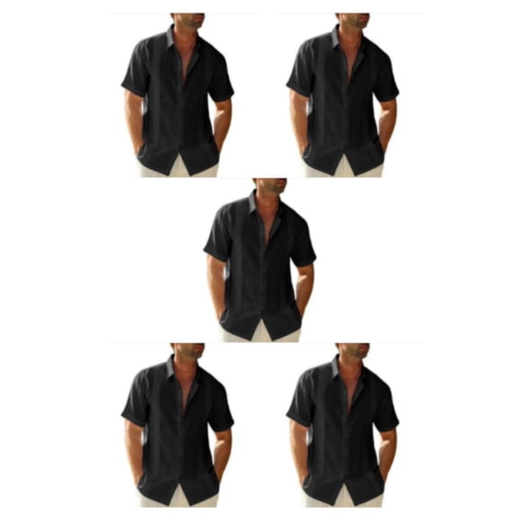 Camisa de poliéster Qarigey de manga corta transpirable para hombre color sólido