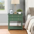 thumbnail image 3 of Pemberly Row Vintage Green Wood 2-Drawer Tray Top Nightstand, 3 of 12